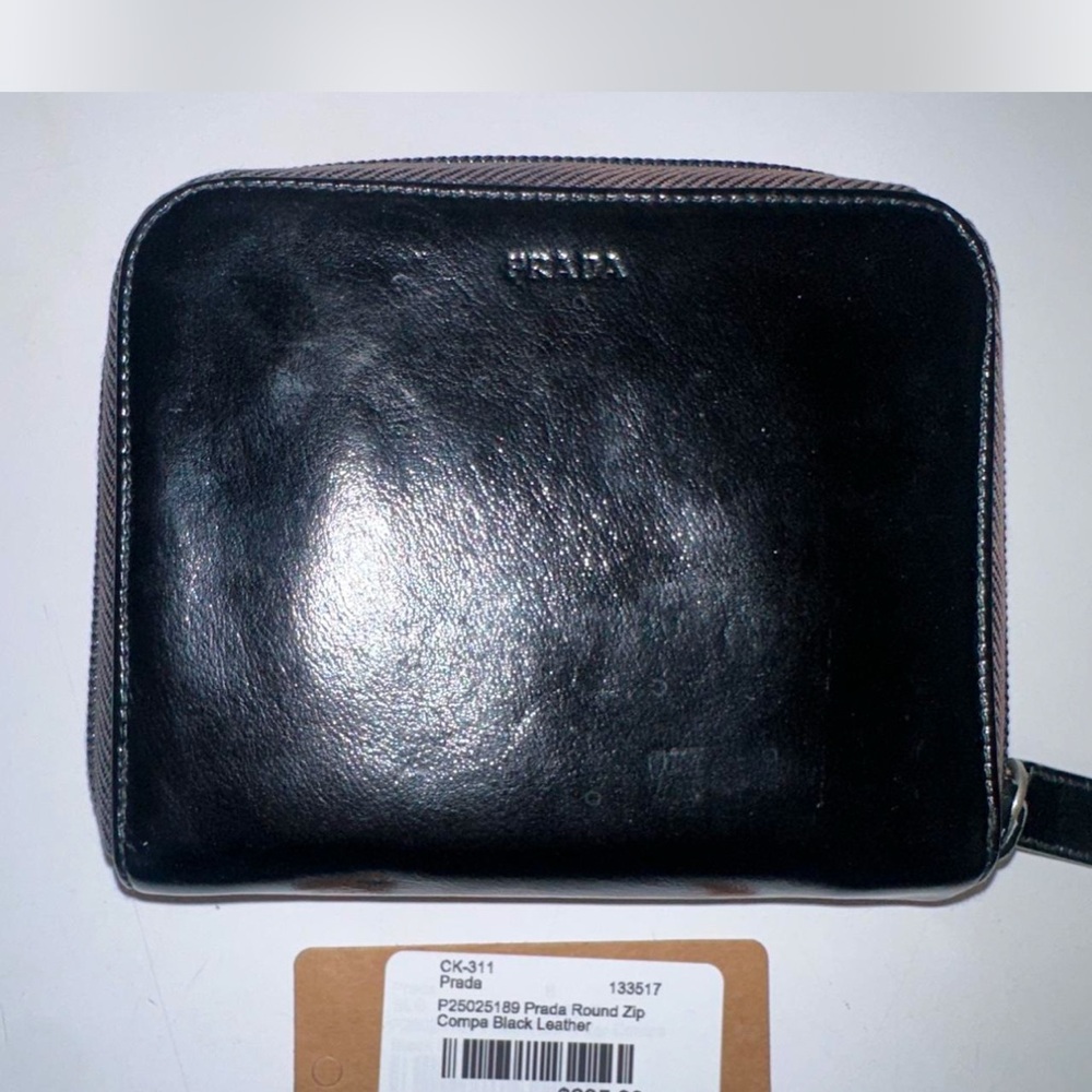 Prada Black Leather Zip Wallet
